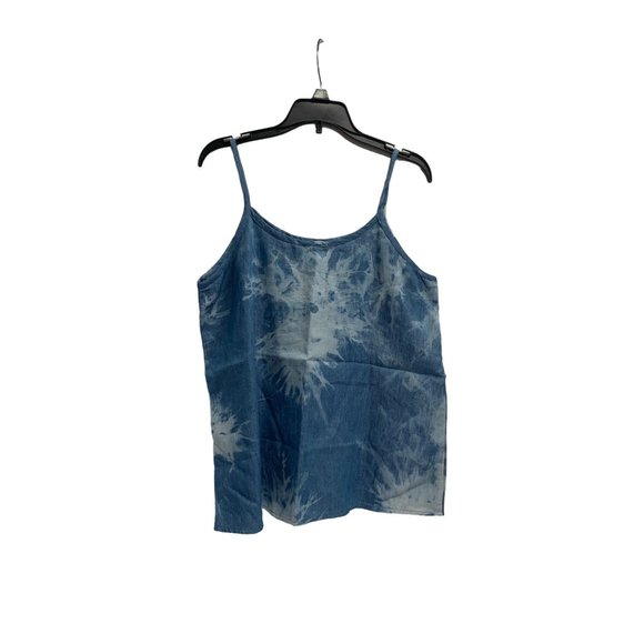 Womens Size M Denim Look Tye Dye Die Tank Top Shirt Spaghetti Straps Sleeveless - Picture 1 of 3